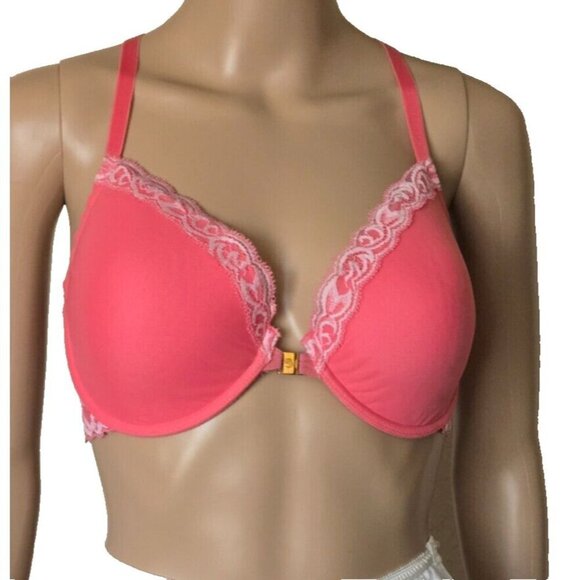 Natori Bra T-Shirt Bra 14120 Feathers Racerback Lace Trim underwire pink 34DD - Picture 2 of 6
